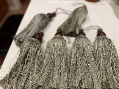 6 Lavish Large Curtain & Drapery Hand Crafted Tassel Tiebacks 8.5"L 5 SAGE 1 GRA - Image 1 of 4