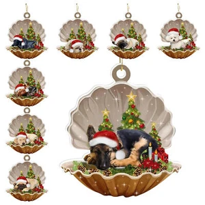 2D Shell Dog Christmas Ornament Acrylic Christmas Tree Hanging Ornament Decor - Foto 1 di 16