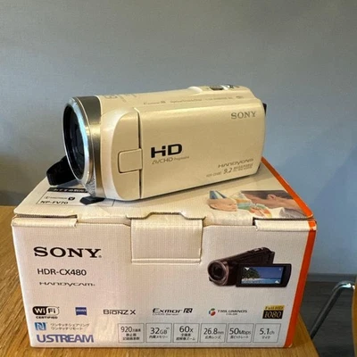 SONY HDR-CX480 White Handycam HD Camcorder 30x Optical Zoom 32GB w/Box - Image 1 of 4
