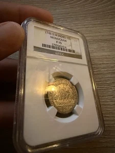 1748 Danish West Indies 12 Skilling MONOGRAM F 15 NGC Graded - Picture 1 of 1