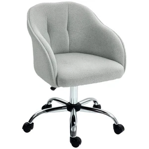 HOMCOM Fluffy Vanity Chair for Desk, with Height Adjustable, Wheels, Grey - Picture 1 of 11