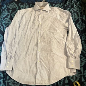 Brunello Cucinelli Blue & White Stripe Slim cotton Button Up Shirt Large - Picture 1 of 8