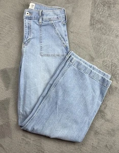Abercrombie Kids High-Rise Wide Leg 15/16 short Light Wash Jeans barrel Leg - Picture 1 of 8