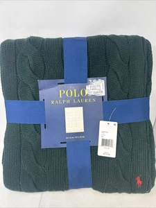 Polo Ralph Lauren Hanley Zopfmuster Überwurf Decke grün 50x70 neu UVP 275 $ - Bild 1 von 2