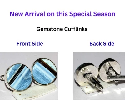 Gemelos redondos enchapados en plata 925 Trending Owhyee ópalo azul tamaño 20 mm GW Foto 1 de 3