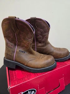 Justin Gypsy Boots Western Cowgirl Brown Pink Leather Womens Size US 11B - Picture 1 of 7