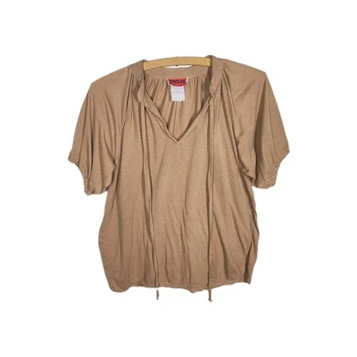 Top de gamuza sintética de colección años 70 cuello atado suave fino bronceado drapeado tejido gamuza M retro occidental Foto 1 de 4