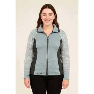 Eddie Bauer Merino Wool Sweater Women M Zip Nordic Fair Isle Blue Pullover - Picture 1 of 8