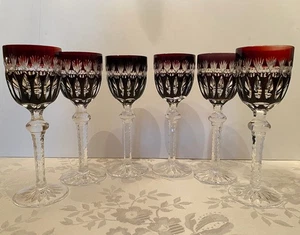 Vtg Crystal Liqueur Cordial Goblets Red 6" - Picture 1 of 8