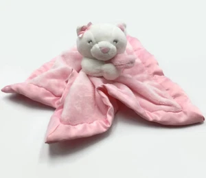 Manta de seguridad para bebé Carters Bear Lovey rosa blanco con arco de felpa borde satinado 14x14 - Imagen 1 de 7