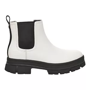 UGG ASHTON CHELSEA WHITE LEATHER WOMEN'S BOOTS US SIZE 7 - Picture 1 of 6