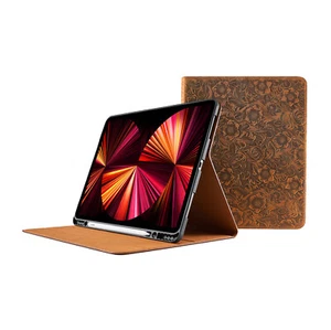 iPad 10.2" 8th Gen Genuine Leather Case With & Without Pencil Holder - Picture 1 of 14