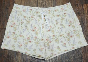 NWOT Polo Ralph Lauren Women's Ivory Floral Fleece Shorts Ivory Pony - Picture 1 of 2