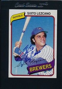 1980 Topps #215 Sixto Lezcano Brewers Signed Auto *10032