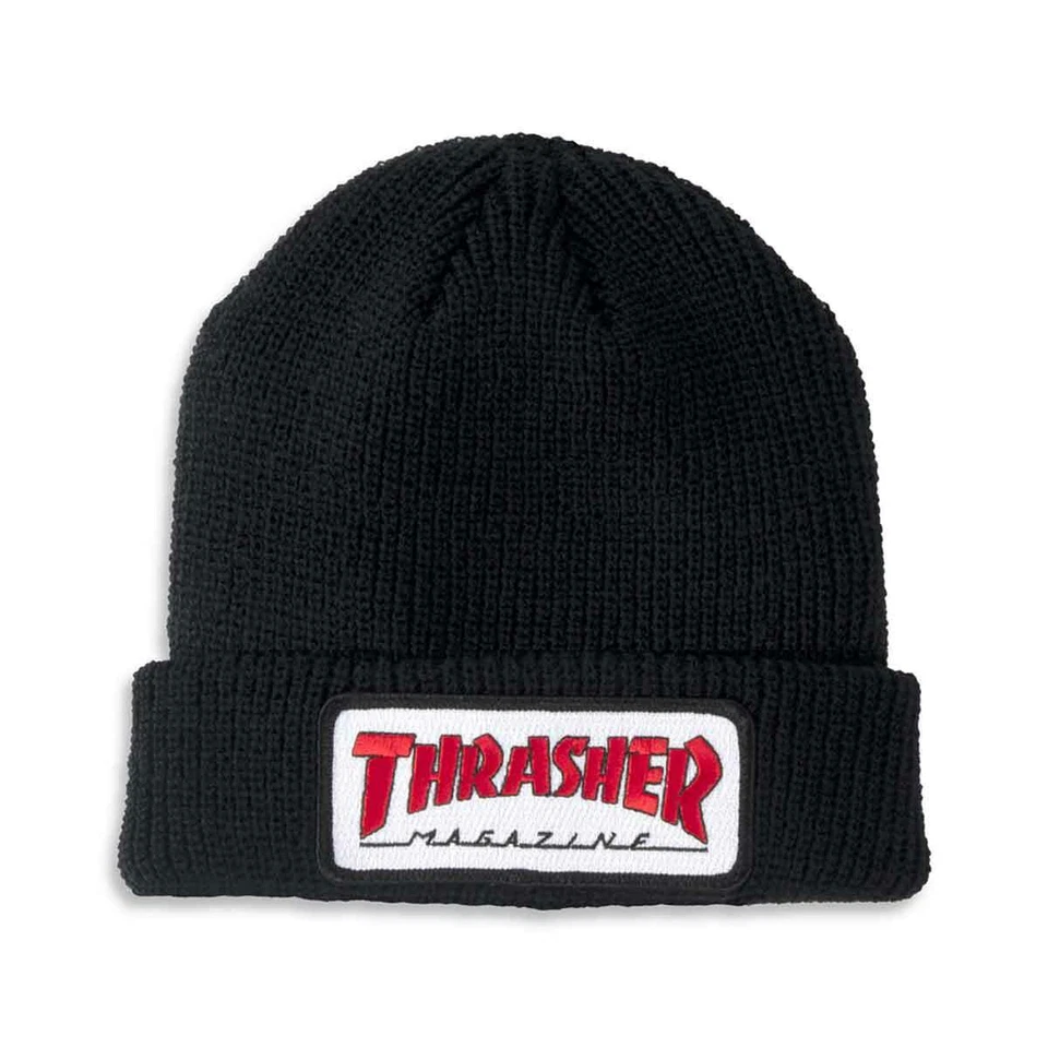 Thrasher Magazine PARCHE CON LOGOTIPO MAG Skateboard Beanie NEGRO Foto 1 de 1