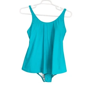 Beach Party Tankini Swimsuit Top Flared Tummy Control Turquoise Size 14 - Picture 1 of 7