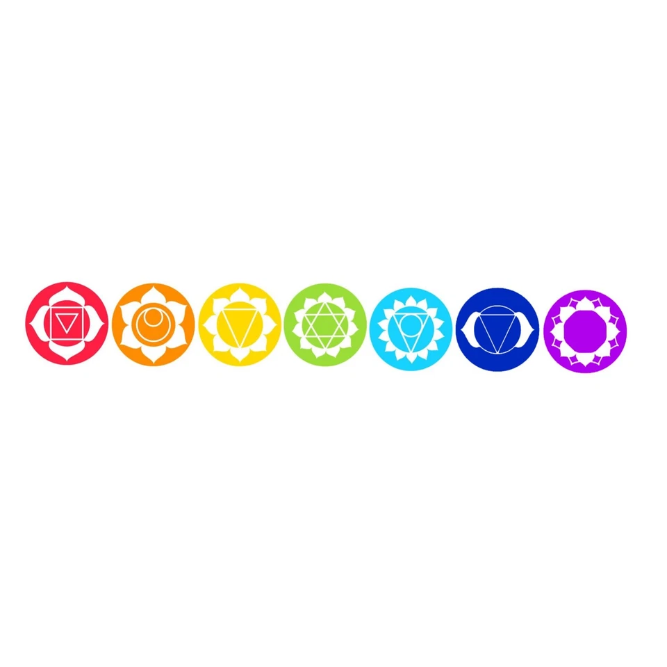 7 Pack Chakra Sticker Chart Circle StickersDecal Wicca Yoga Hindu Aum Om Mandala Foto 1 de 2