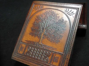 Keltischer Lebensbaum - handgefertigtes Leder Journal Tagebuch mit handgefertigter ESCHE - Bild 1 von 10