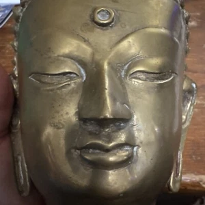 Vintage Bronze Metall Tibetisch Hindu Meditation Buddha Kopf Gesicht Figur 8" schwerer Ständer - Bild 1 von 18