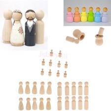 Natural Blank Wooden Peg Doll Bodies People Shapes Art Craft Set of 10 Pcs