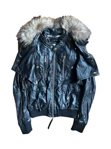 Dsquared2 2000's Fur Leather Bomber Jacket - Picture 1 of 8
