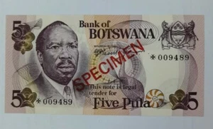 1976 BOTSWANA 5 PULA "SPECIMEN" UNC [P-3s1] *009489 - Picture 1 of 4