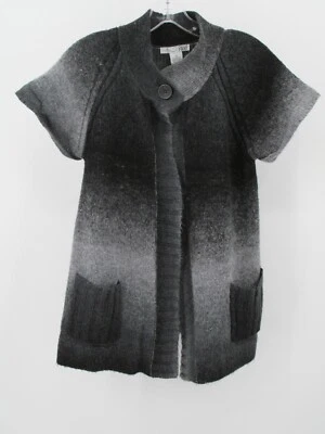 Cárdigan Suéter RXB Mujer Talla Pequeña Negro Gris Ombre Bolsillos de un solo botón Foto 1 de 4