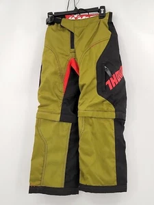 Static Riding Pants Youth Boys Size 20 Black/Green Zipoff Legs Motocross Sports - Picture 1 of 12