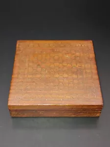 Vintage Indian Teak Wood Inlaid Brass Florals Laces Art Jewelry Trinket Case Box - Picture 1 of 12