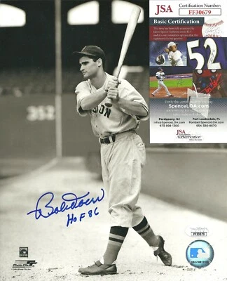HOF Bobby Doerr Signed Auto Inscribed 8x10 Photo JSA COA Boston Red Sox - Image 1 of 2
