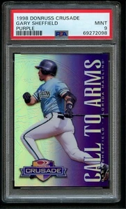 1998 Donruss Crusade Purple GARY SHEFFIELD PSA 9 MINT /100 - Stunning Card! - Picture 1 of 2