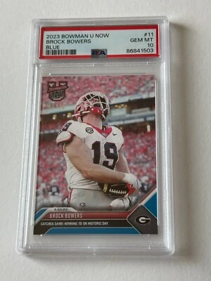 2023 Topps Now Bowman U #11 Georgia Bulldogs BROCK BOWERS Card BLUE # /49 PSA 10 - Image 1 of 4