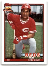 1991 Topps Baseball Card Eric Davis Cincinnati Reds #550