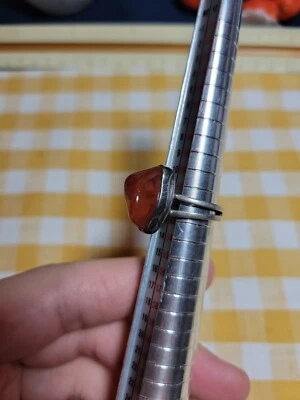 Винтажное кольцо ручной работы из чистого серебра с агатом размер 6 - Изображение 1 из 4