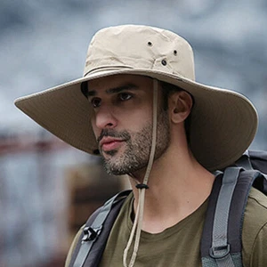 Herren große breite Krempe Sonnenhut Fischerhut Wandern Angeln UV-Schutz Hut - Bild 1 von 10