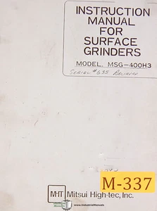 Mitsui High-Tec MSG-400H3, Surface Grinder, Instruction Manual 1985 - Picture 1 of 4