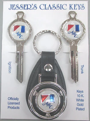 AMC White American Motors Deluxe Classic Key Set Keys 1970 1971 1972 1973 1974  - Image 1 of 4