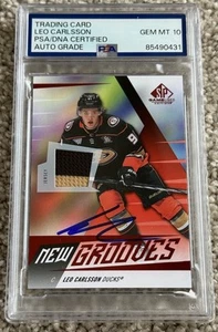 2023-24 UD SP Game Used Leo Carlsson Signed Rookie Jersey Patch RPA PSA 10 Auto - Bild 1 von 1