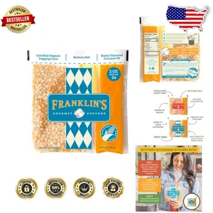 Gourmet Franklin's Popcorn 2 oz 24 confezioni - sapore di burro biologico non OGM - Foto 1 di 10
