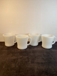 4 Federal Heat Proof Milk Glass D Handle-Coffee Tea Cups-Lot 2 of 3 Vintage MCM - Picture 1 of 12
