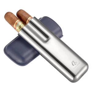 Galiner Leder Humidor 2 Zigarrenröhrchen Etuis Edelstahl Halter mit Geschenkbox - Bild 1 von 8