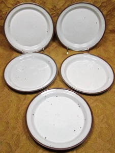5 DANSK speckled stoneware Brown Mist 8.5" salad plates w/impressed logo - Picture 1 of 5