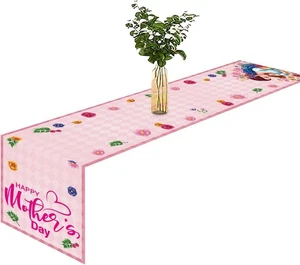 Mantel Flor Floral Rosa Corredor de Mesa Día de la Madre  - Imagen 1 de 7