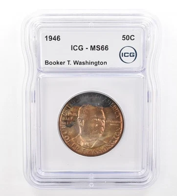 1946 Booker T Washington Commemorative Half Dollar MS66 ICG Beautiful Tone *7399 - Image 1 of 3