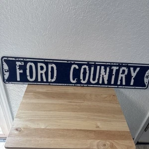 Ford Country Embossed Heavy Metal Road Sign 32”x6” Distressed Chippy Rusty - Picture 1 of 20