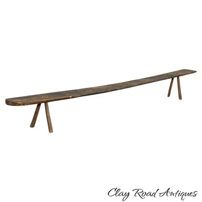 Antique primitive amish lancaster 11ft school bench settee mortised porch - Image 1 of 4