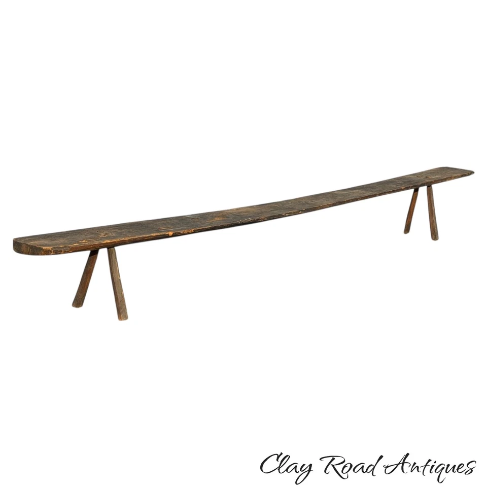 Antique primitive amish lancaster 11ft school bench settee mortised porch - Image 1 of 4