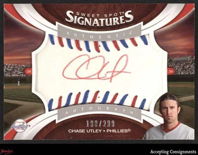 2006 Sweet Spot Update Veteran Red-Blue Stitch Red Ink Chase Utley AUTO 190/299 - Image 1 of 2