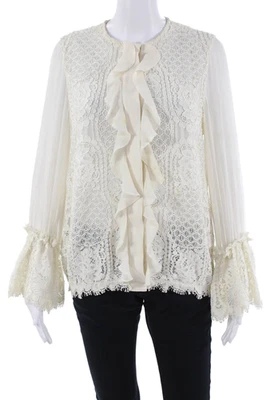 Женская бежевая блузка Alexis богемный вырез лодочкой с длинным рукавом размер L - Изображение 1 из 4