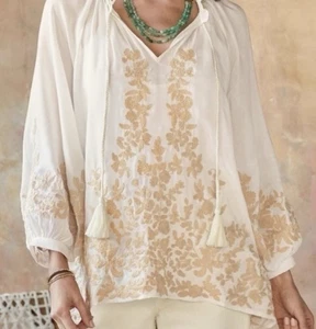 Sundance Dulce De Lethe Floral Embroidered Blouse, Size M - Picture 1 of 9